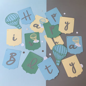 Hot Air Balloon Theme Birthday Decoration|Happy Birthday Banner|1st Birthday Decoration for Baby Girl,Boy|Birthday Backdrop, Wall Decoration|15 Pieces